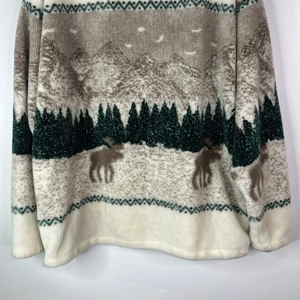 Vintage Black Mountain Outdoor Moose Mountains Full Zip Fuzzy Jacket Size Large